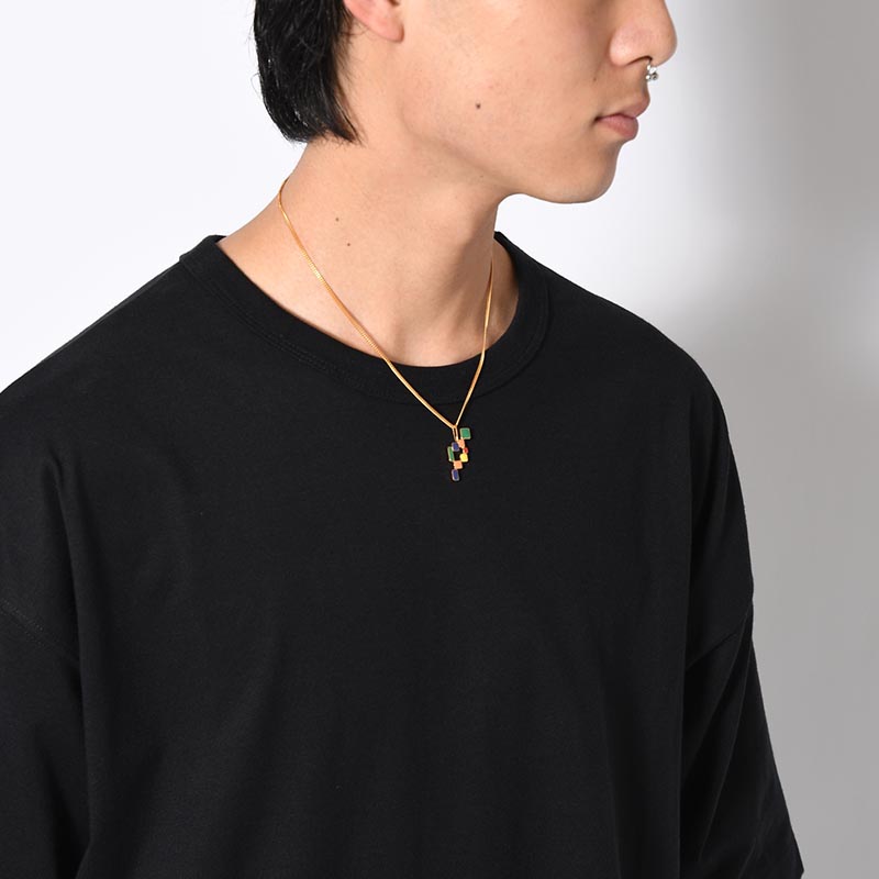 S LOGO BLOCK NECKLACE -GOLD-