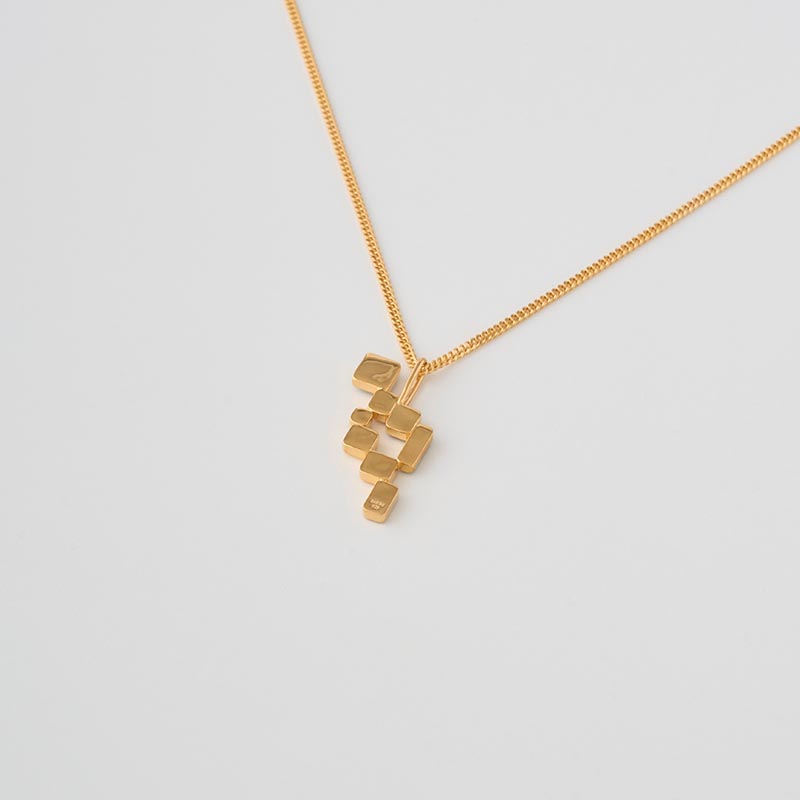 S LOGO BLOCK NECKLACE -GOLD-