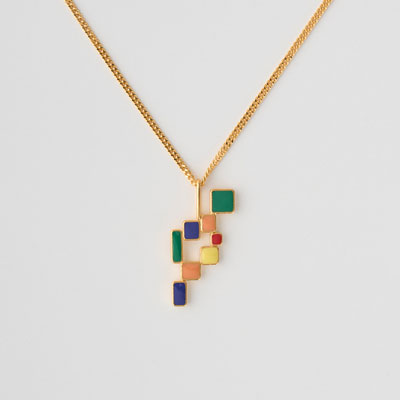 S LOGO BLOCK NECKLACE -GOLD-