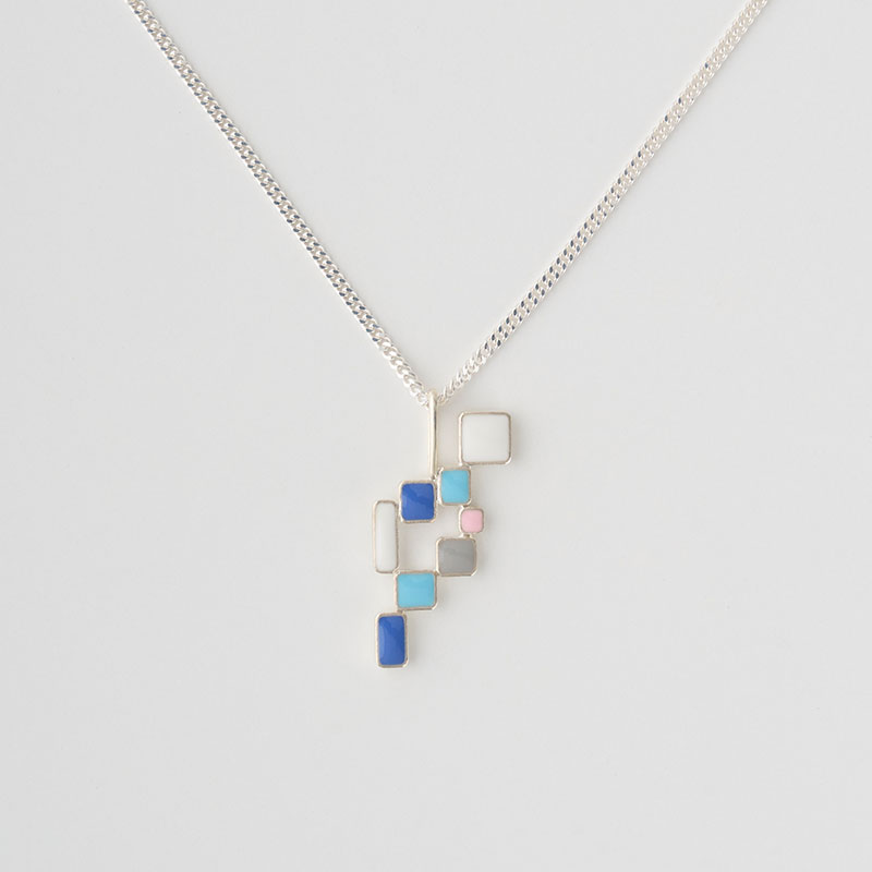 S LOGO BLOCK NECKLACE -SILVER-