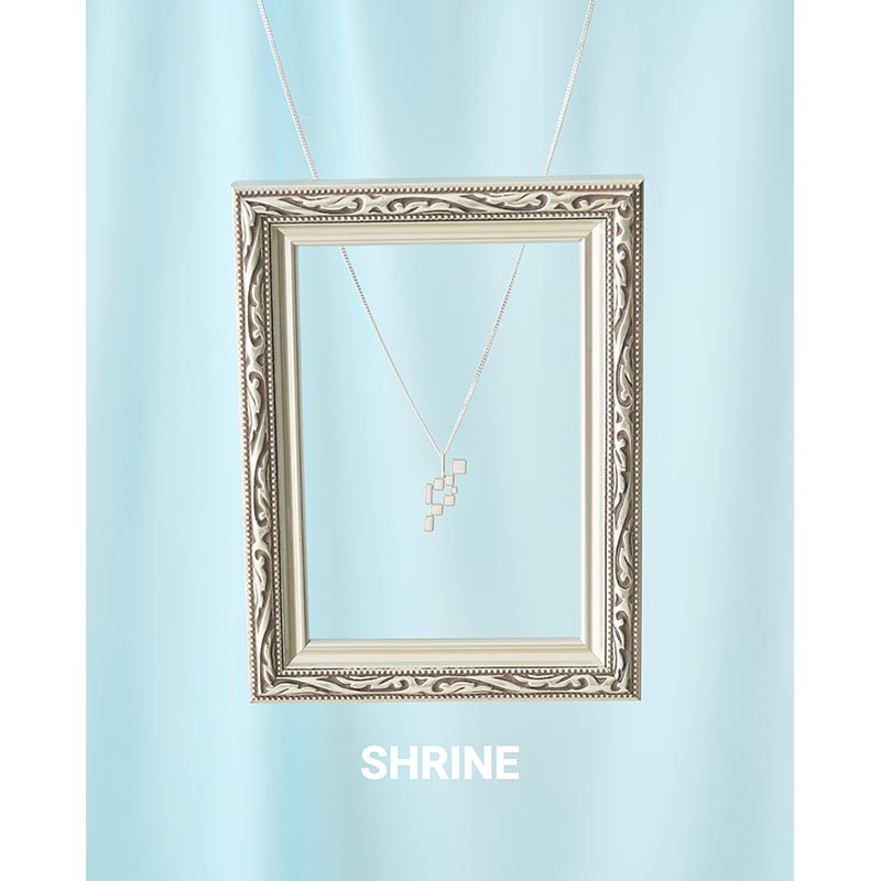 S LOGO BLOCK NECKLACE -WHITE-