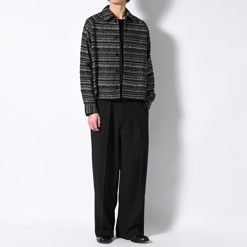 JACQUARD LINEN STRIPE TUCKBAGGY Bishu Japan -BLACK-