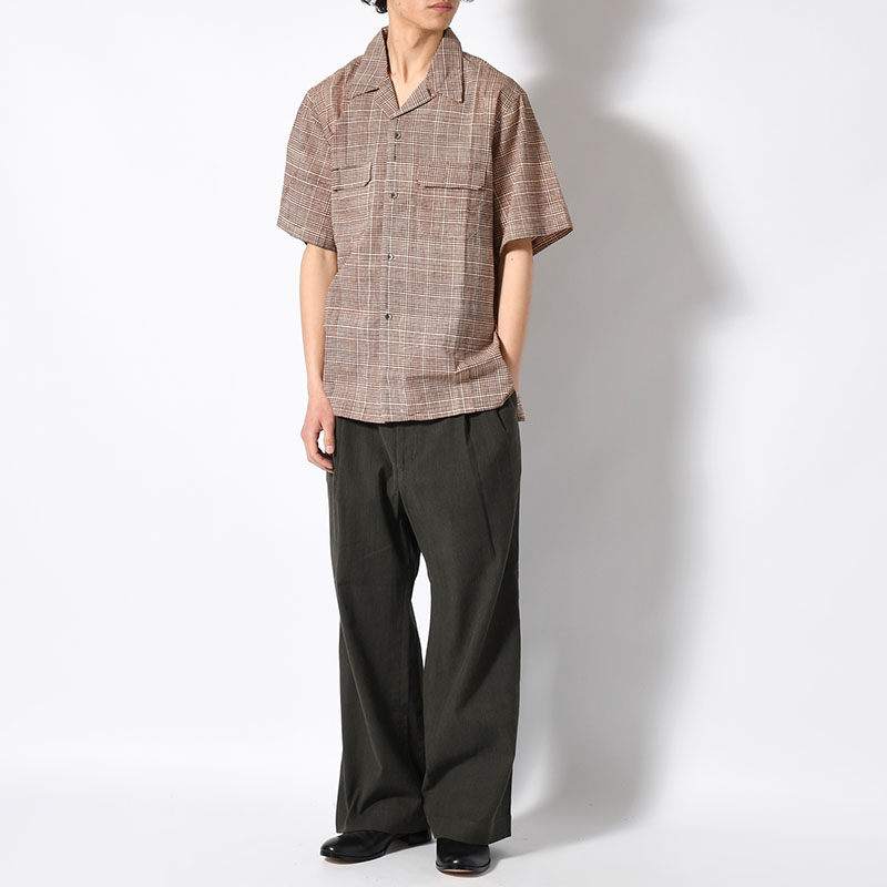 OPEN COLLAR SHIRT Indian Batik Fab -BRICK-