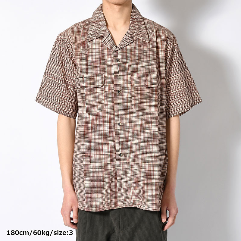 OPEN COLLAR SHIRT Indian Batik Fab -BRICK-