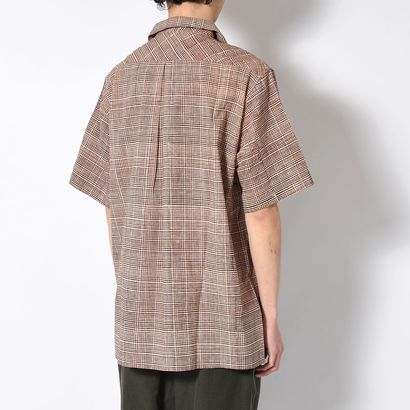 OPEN COLLAR SHIRT Indian Batik Fab -BRICK-