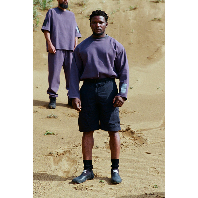 WEBBING BELT HALF PANTS -BLACK-