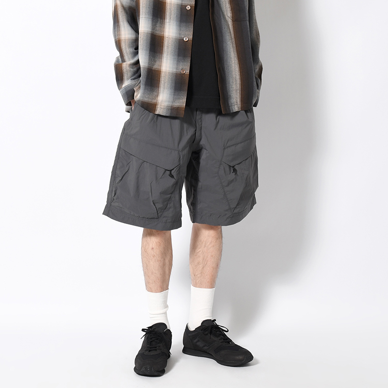 WEBBING BELT HALF PANTS -CHARCOAL-