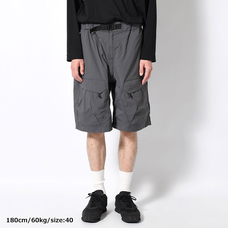 WEBBING BELT HALF PANTS -CHARCOAL-