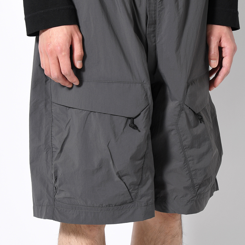 WEBBING BELT HALF PANTS -CHARCOAL-