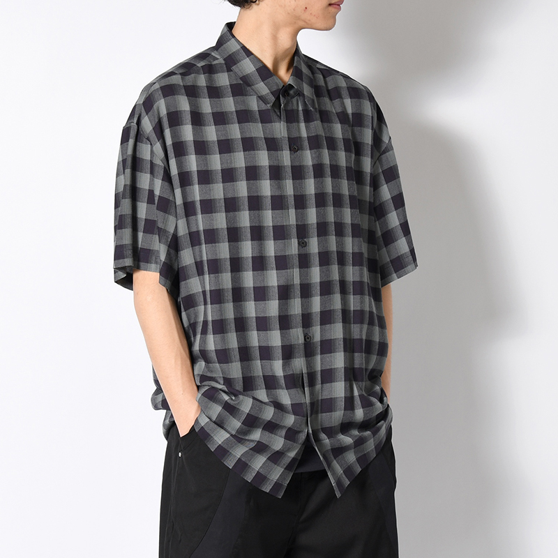 CHECK HS SHIRT -NAVY-