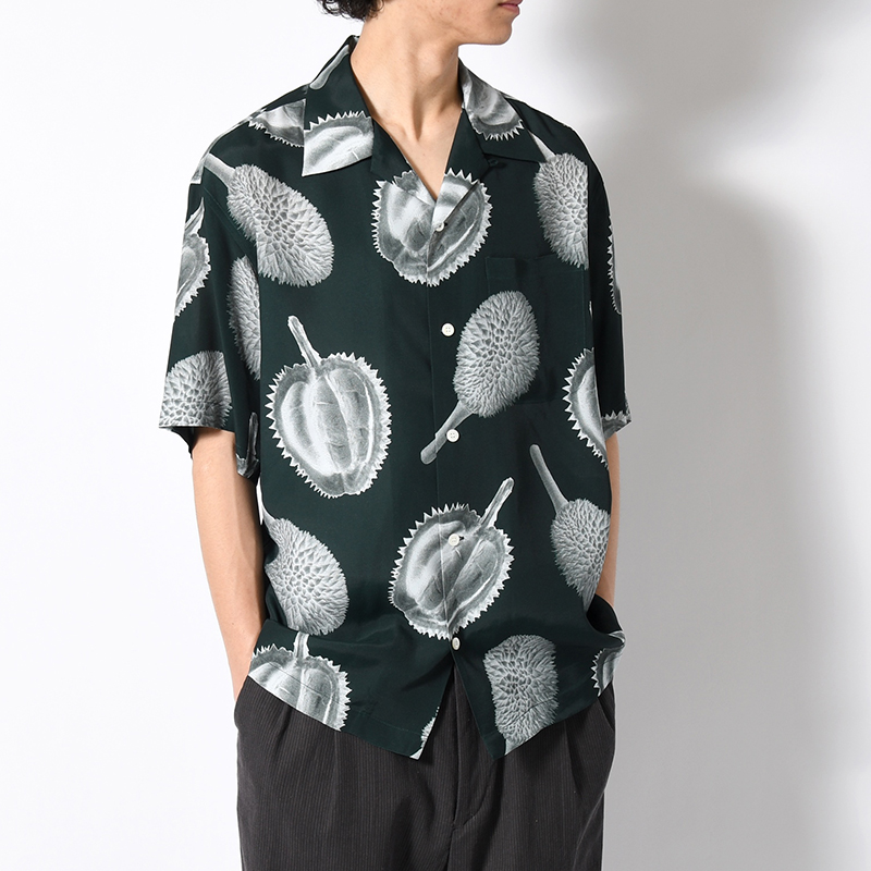 GRAPHIC HALF SLEEVE BIG SHIRT -GREEN-