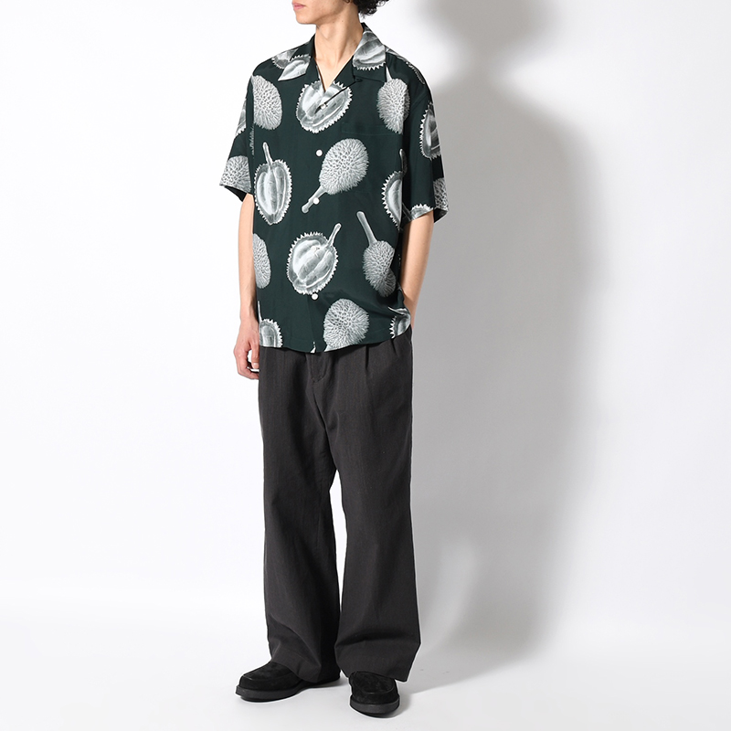 GRAPHIC HALF SLEEVE BIG SHIRT -GREEN-