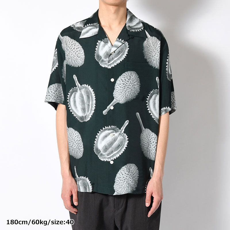 GRAPHIC HALF SLEEVE BIG SHIRT -GREEN-