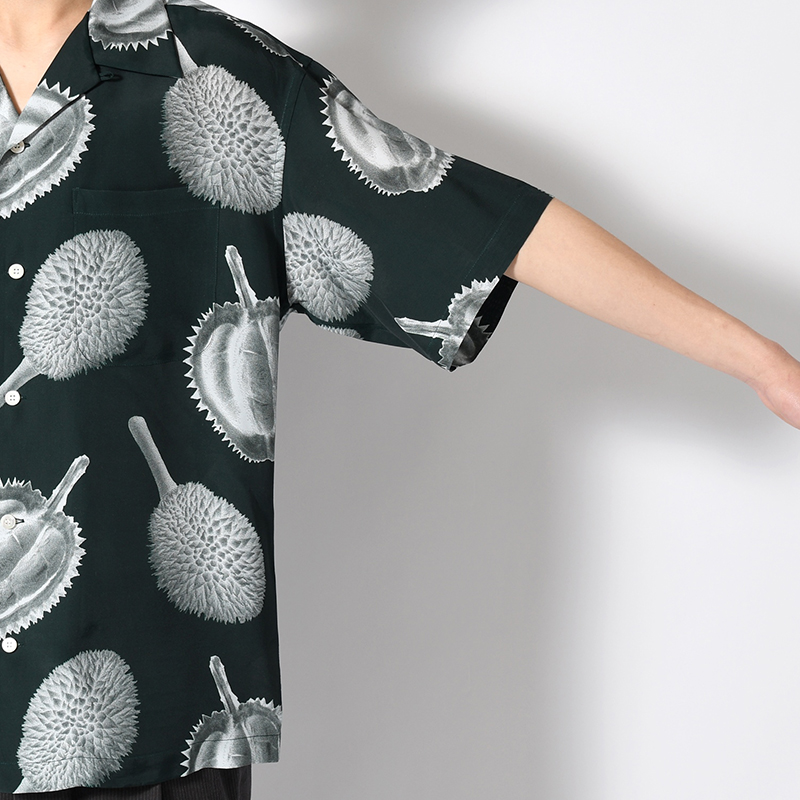 GRAPHIC HALF SLEEVE BIG SHIRT -GREEN-