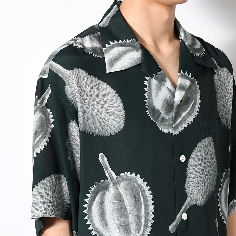 GRAPHIC HALF SLEEVE BIG SHIRT -GREEN-