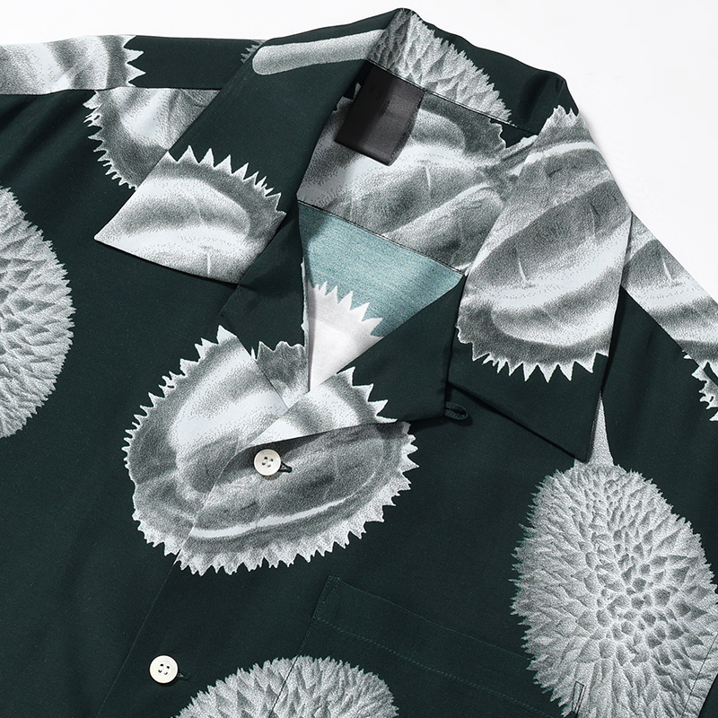 GRAPHIC HALF SLEEVE BIG SHIRT -GREEN-
