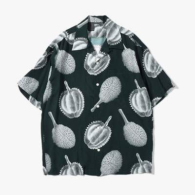 GRAPHIC HALF SLEEVE BIG SHIRT -GREEN-