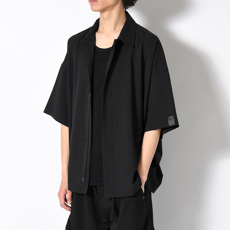 ZIP UP HALF SLEEVE SHIRT -BLACK-