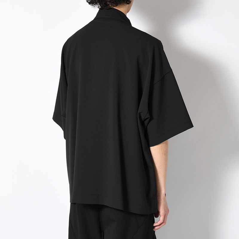 ZIP UP HALF SLEEVE SHIRT -BLACK-