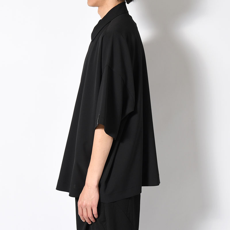 ZIP UP HALF SLEEVE SHIRT -BLACK-