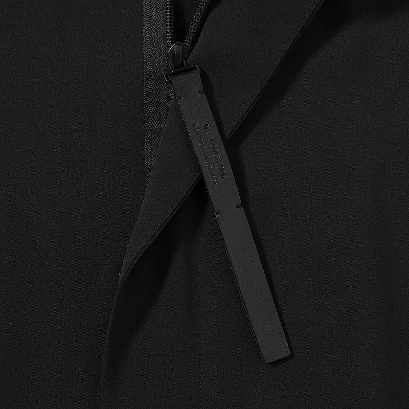 ZIP UP HALF SLEEVE SHIRT -BLACK-