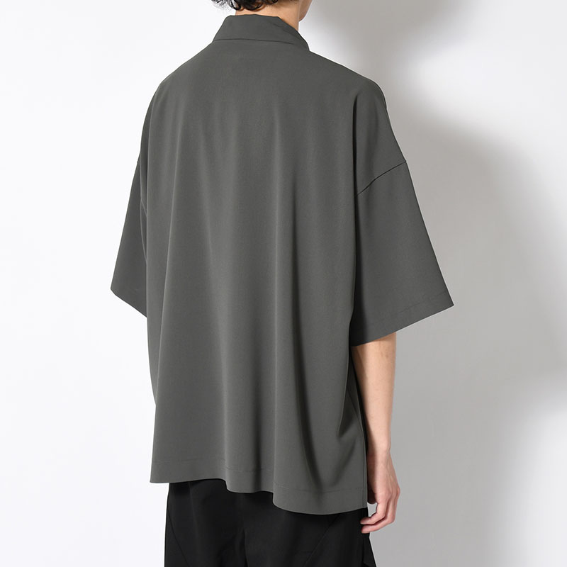ZIP UP HALF SLEEVE SHIRT -CHARCOAL-