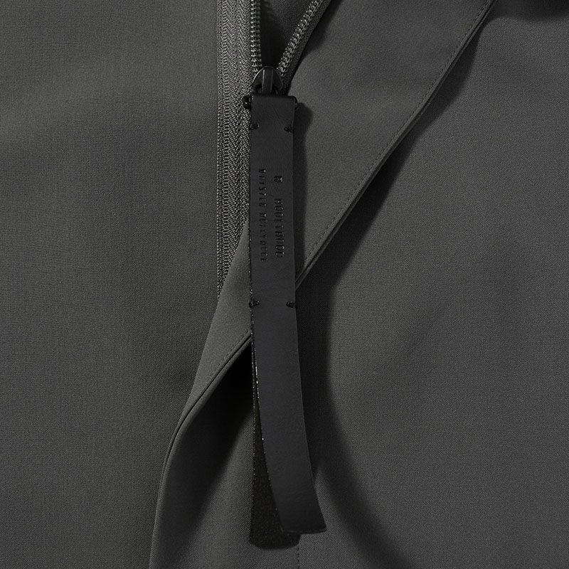 ZIP UP HALF SLEEVE SHIRT -CHARCOAL-