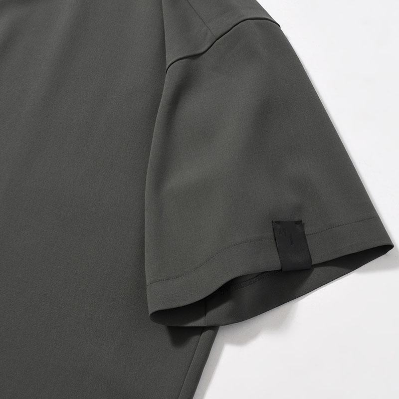 ZIP UP HALF SLEEVE SHIRT -CHARCOAL-