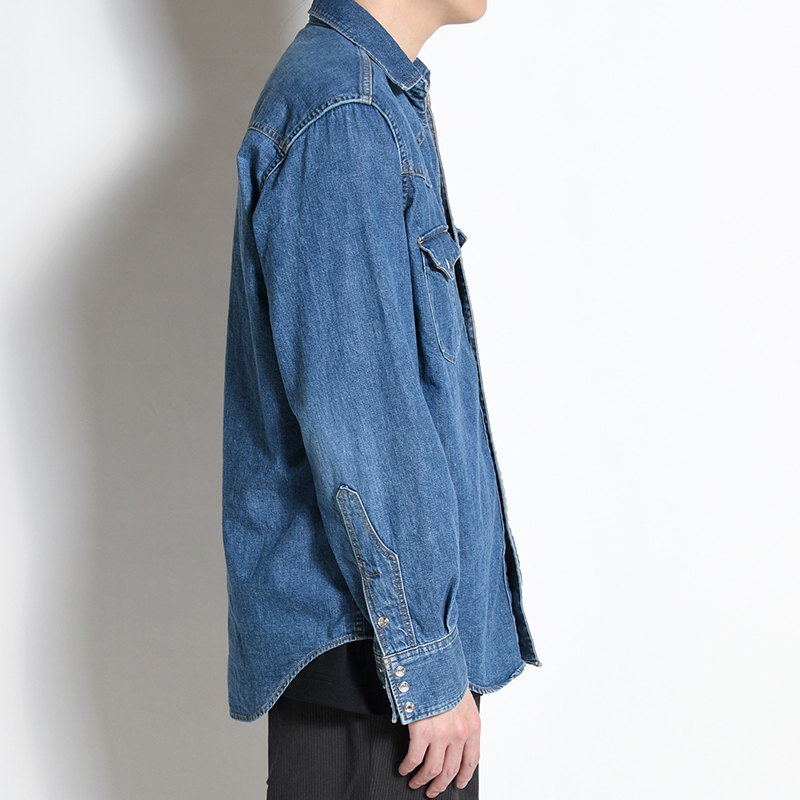 CUTTING WESTERN SHIRT -USED WASHED DENIM- -INDIGO- | IN