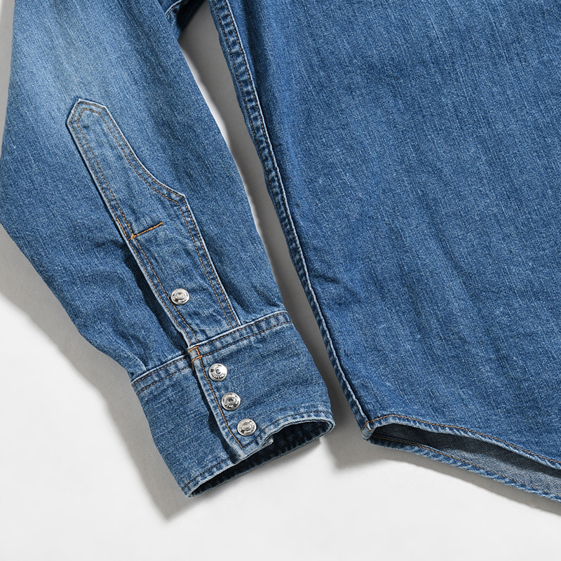 CUTTING WESTERN SHIRT -USED WASHED DENIM- -INDIGO-