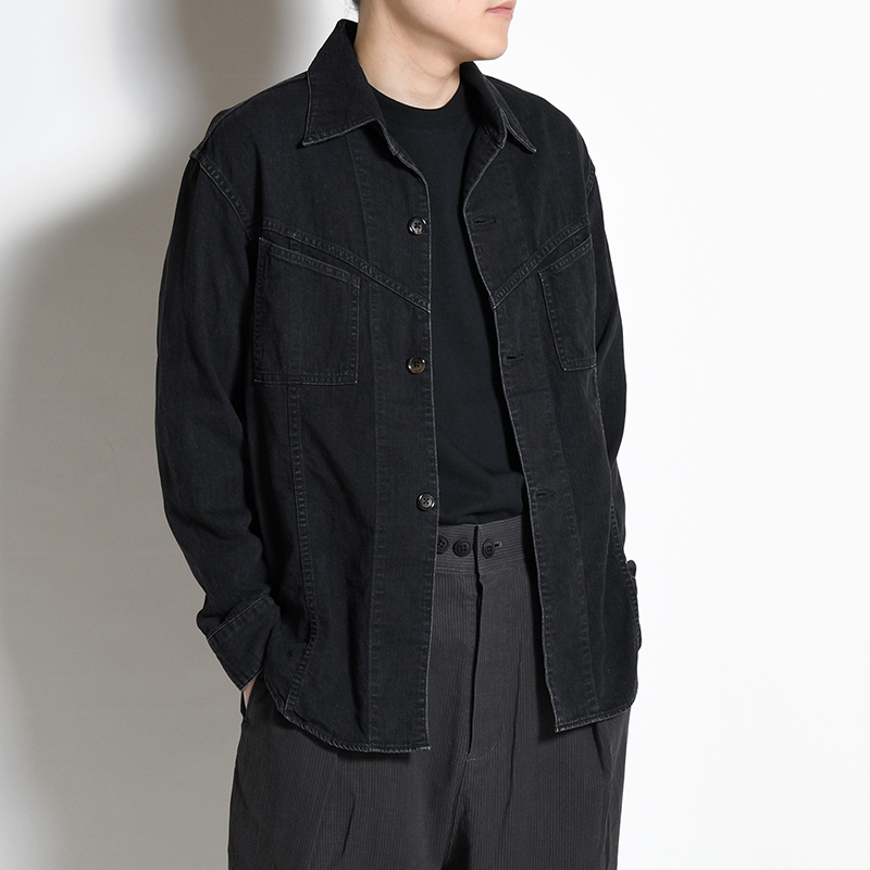 WEST COAST SHIRT -USED WASHED DENIM- -BLACK-
