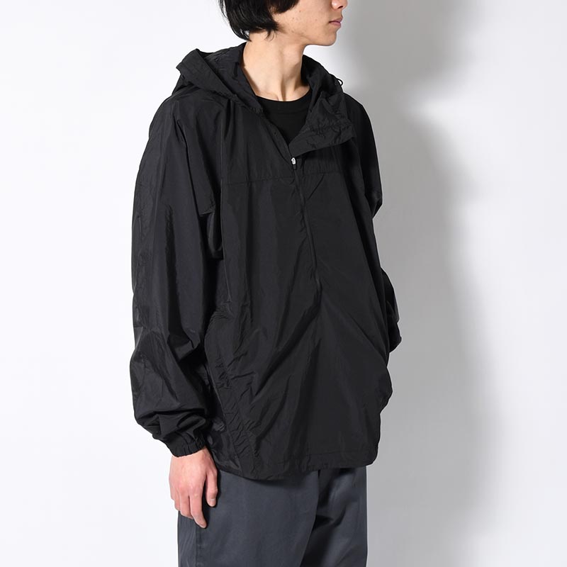 ORGANIZED HOODED PULLOVER / RIPSTOP NYLON -BLACK-