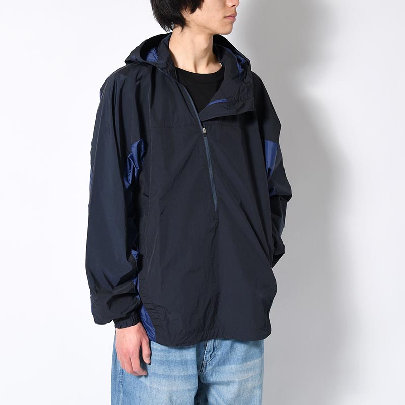 ORGANIZED HOODED PULLOVER / RIPSTOP NYLON -NAVY-