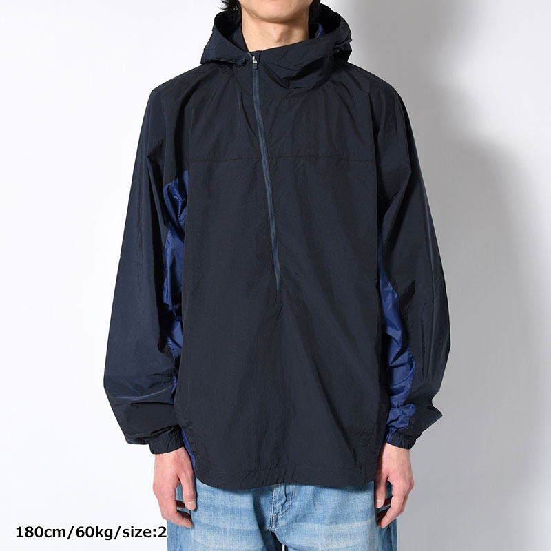 ORGANIZED HOODED PULLOVER / RIPSTOP NYLON -NAVY-