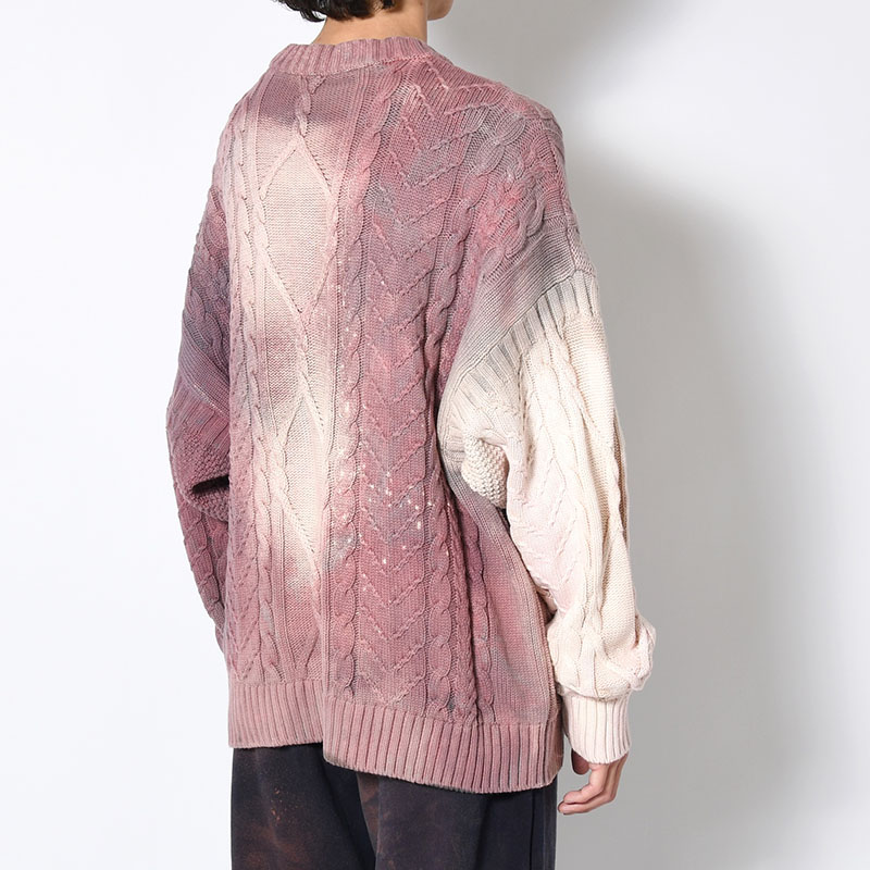 CRUCIFIED CABLE KNIT -PURPLE DYED EGGSHELL-