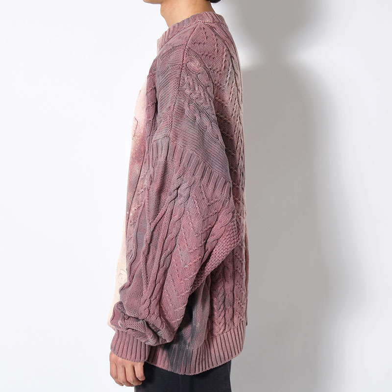 CRUCIFIED CABLE KNIT -PURPLE DYED EGGSHELL-