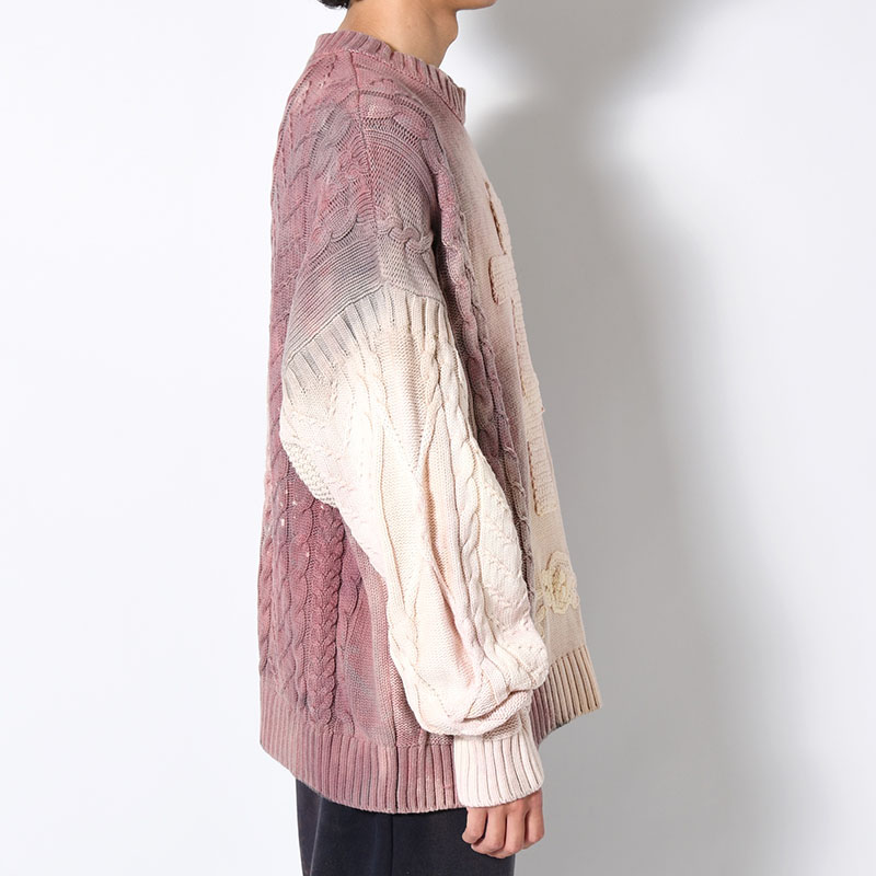CRUCIFIED CABLE KNIT -PURPLE DYED EGGSHELL-