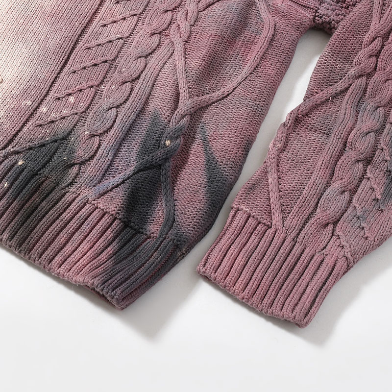 CRUCIFIED CABLE KNIT -PURPLE DYED EGGSHELL-