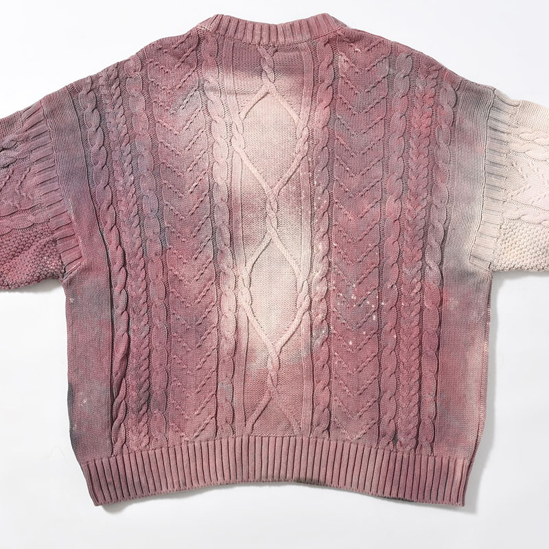 CRUCIFIED CABLE KNIT -PURPLE DYED EGGSHELL-