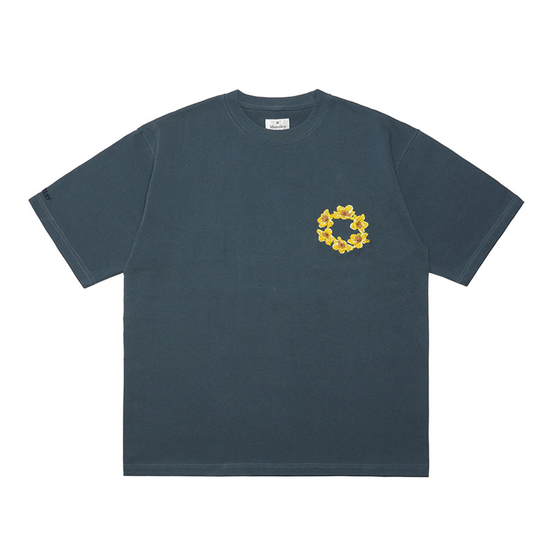 CIRCLE FLOWER LOGO HEAVY SS TEE -3COLOR-(NAVY)