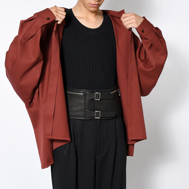 LEATHER CORSET BELT -BLACK×BORDEAUX-