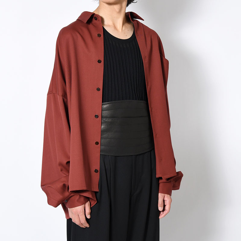 LEATHER CORSET BELT -BLACK×BORDEAUX-