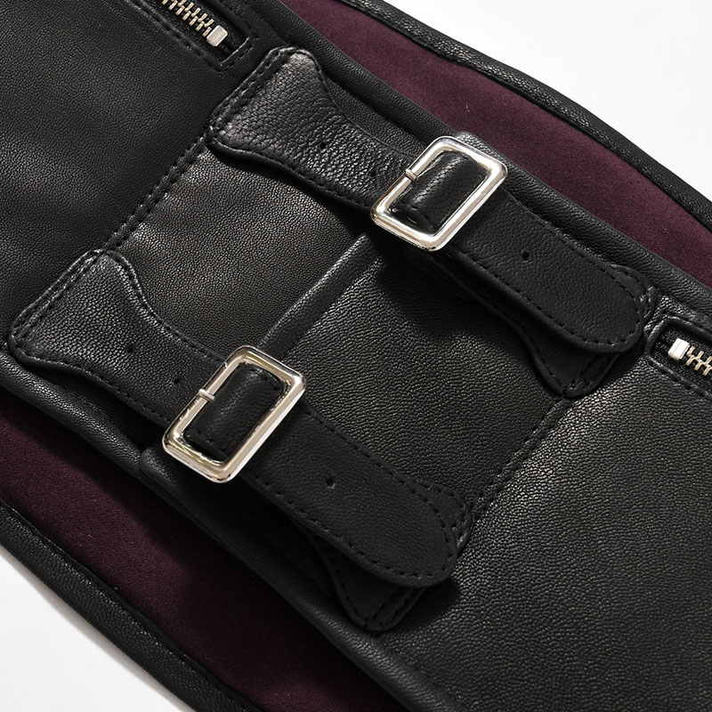 LEATHER CORSET BELT -BLACK×BORDEAUX-