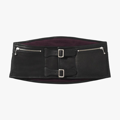 LEATHER CORSET BELT -BLACK×BORDEAUX-