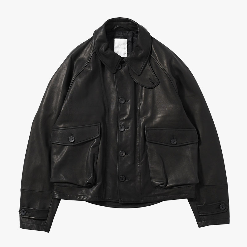 LEATHER DRIZZLER JACKET -BLACK-