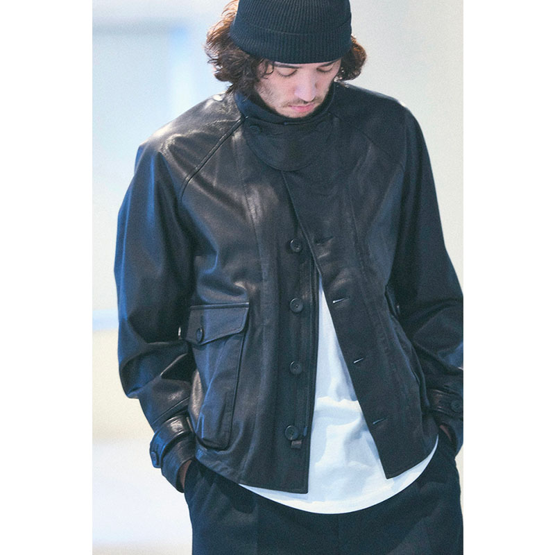 LEATHER DRIZZLER JACKET -BLACK-