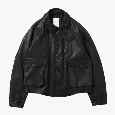 LEATHER DRIZZLER JACKET -BLACK-