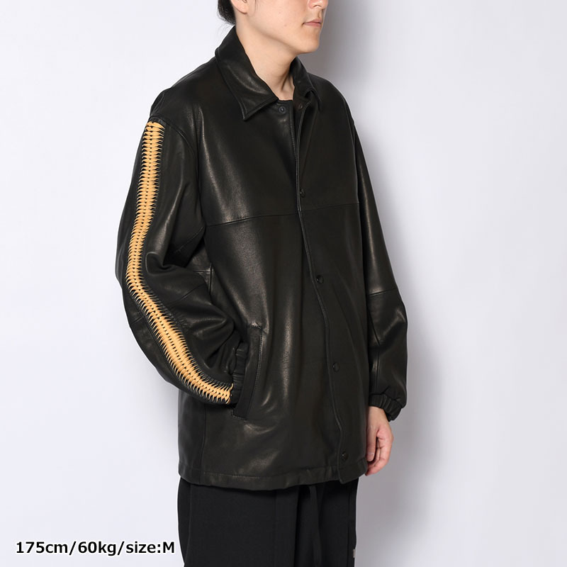 LEATHER SHARK COACH JACKET -BLACK-