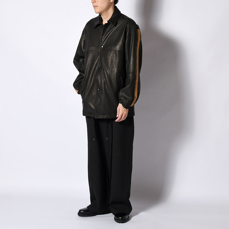 LEATHER SHARK COACH JACKET -BLACK-