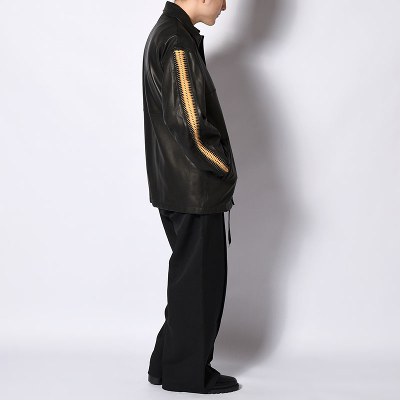 LEATHER SHARK COACH JACKET -BLACK-